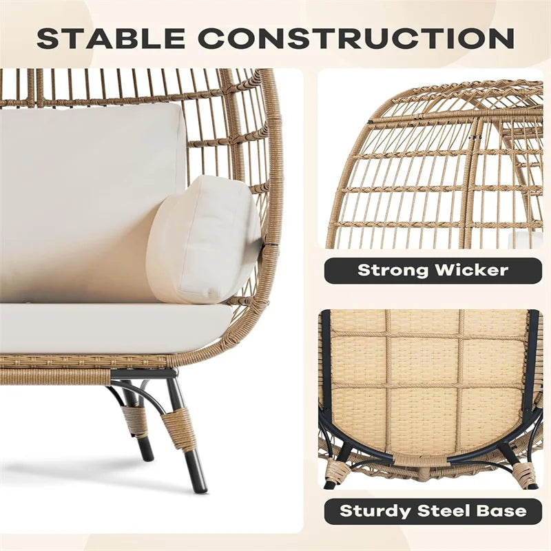 HiMISS Outdoor Egg Chair Wicker With Cushions And Steel Frame
