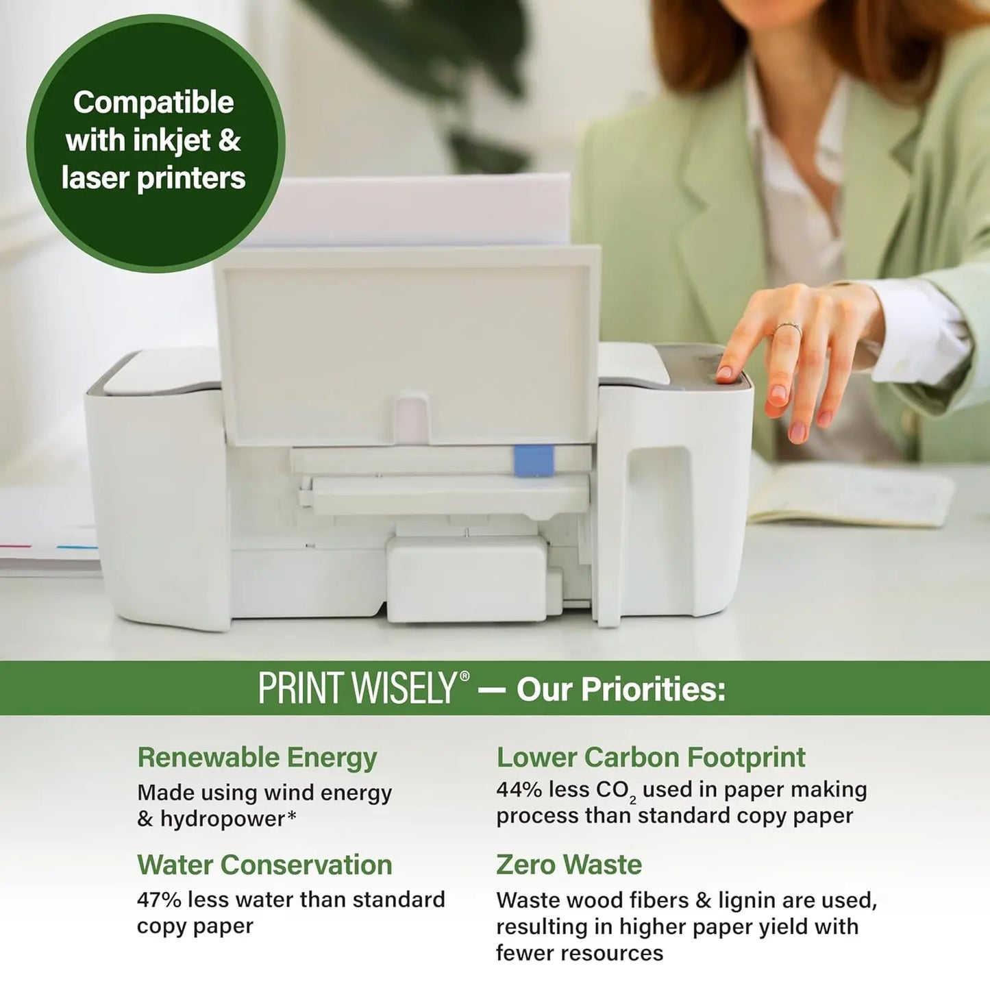 Eco-Friendly Printer Paper Made In USA From Sawmill Waste