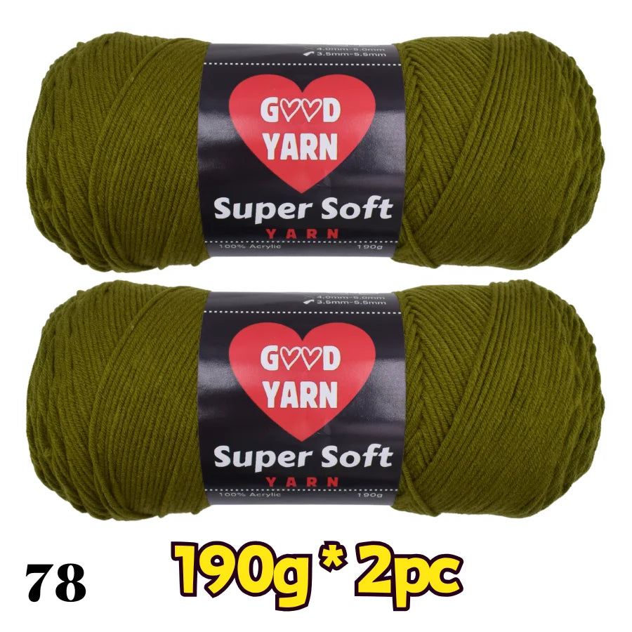 Velvet yarn by Good Yarn, olive green, 2 x 190g balls