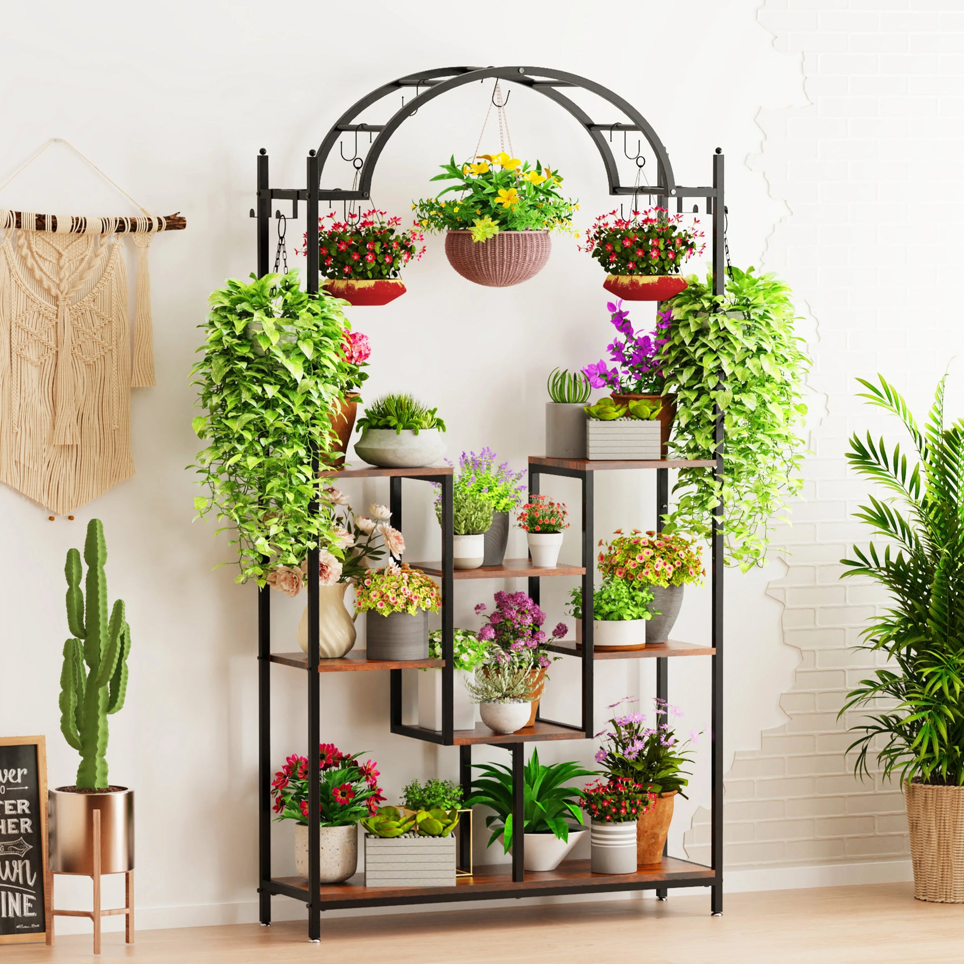 BINGOPAW 5-Tier Tall Indoor Plant Stand With Arched Metal Frame by S And B Enterprise