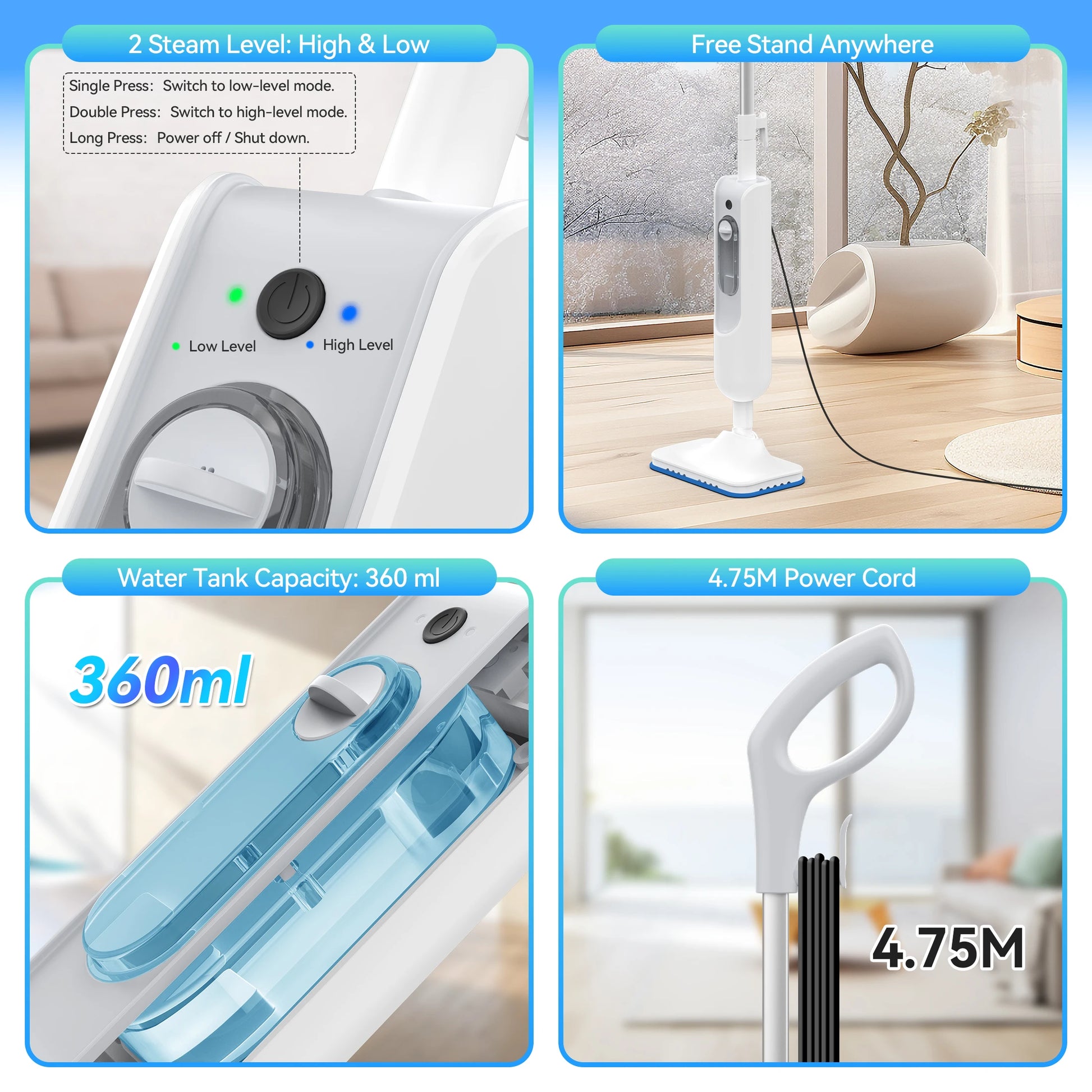 INSE Powerful Steam Mop High Temperature 6 in 1 Scrubbing Steam Cleaner Detachable Floor Steam Mop for Hard Floor Carpet Kitchen by S And B Enterprise