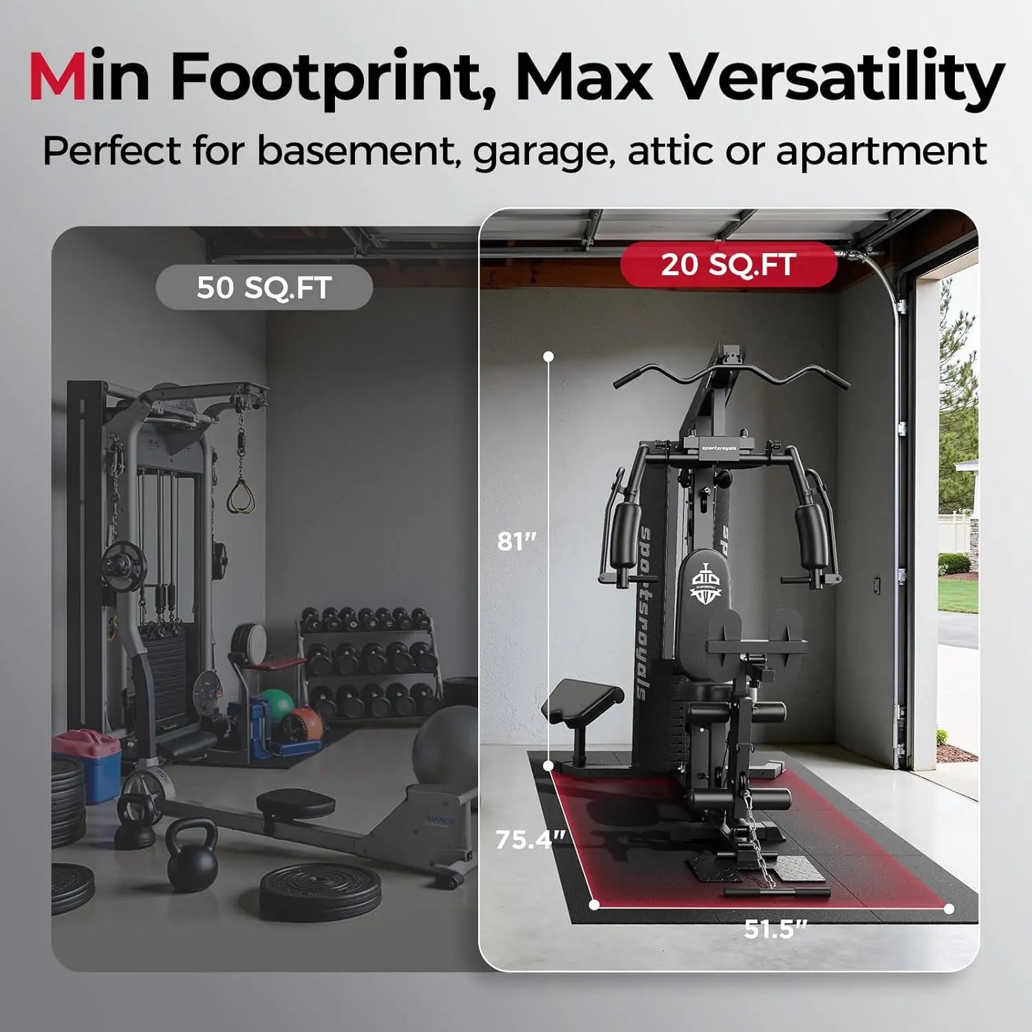 Sportsroyals Home Gym Equipment, 150LBS Weight Stack, Full Body Workout Machine with Pulley System for Strength Training by S And B Enterprise