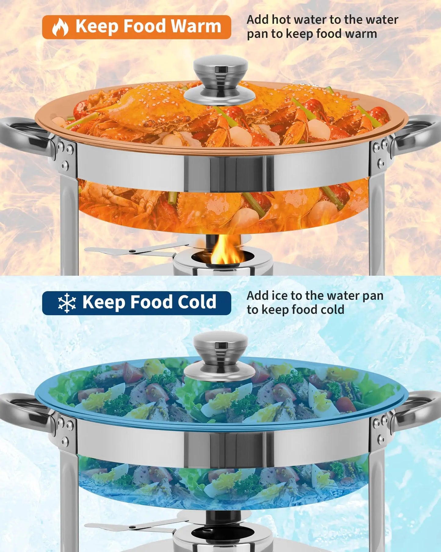 Stainless Steel Round Chafing Dish Set For Catering Buffets