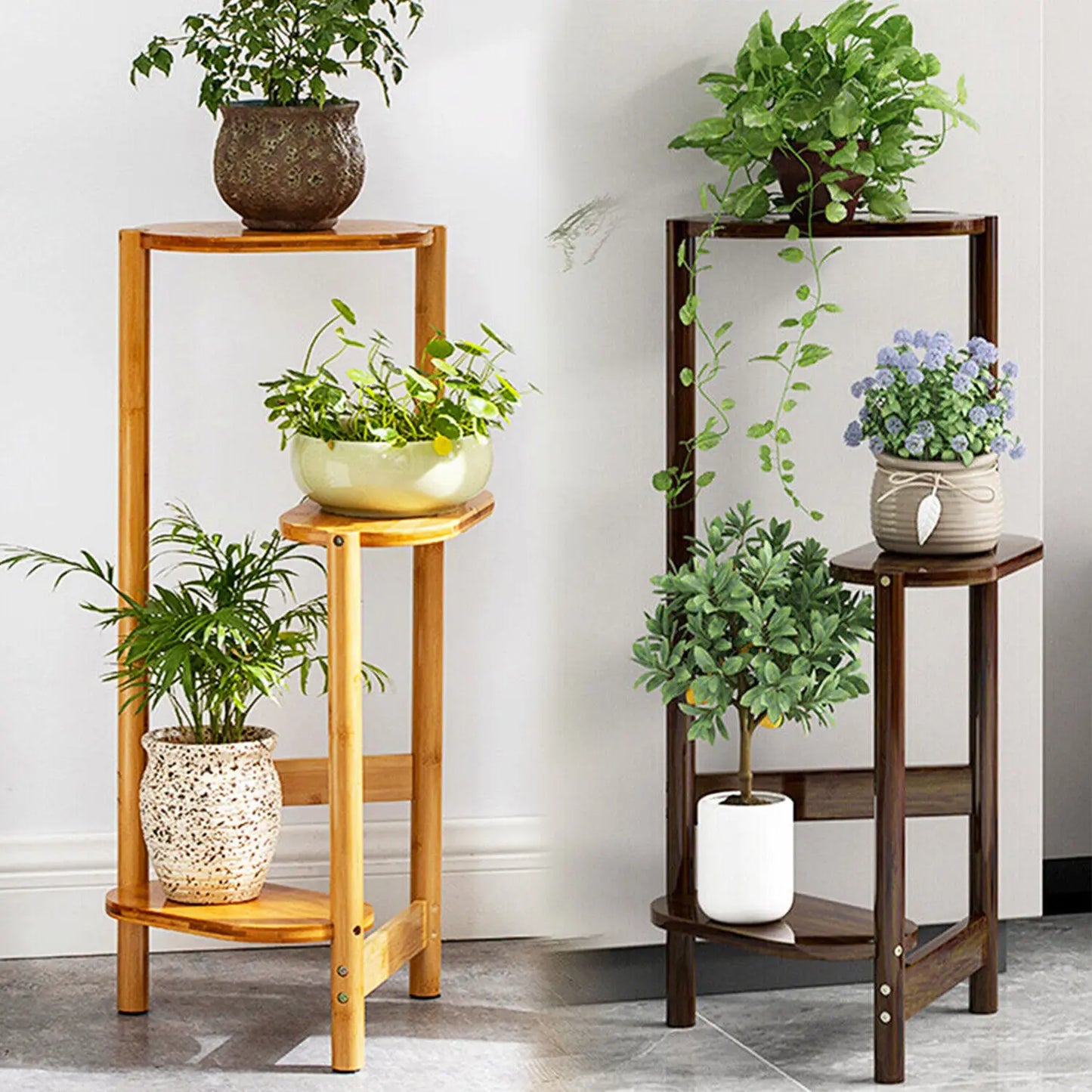 Wisfor 3 Tier Bamboo Plant Stand Corner Shelf Rack by S And B Enterprise