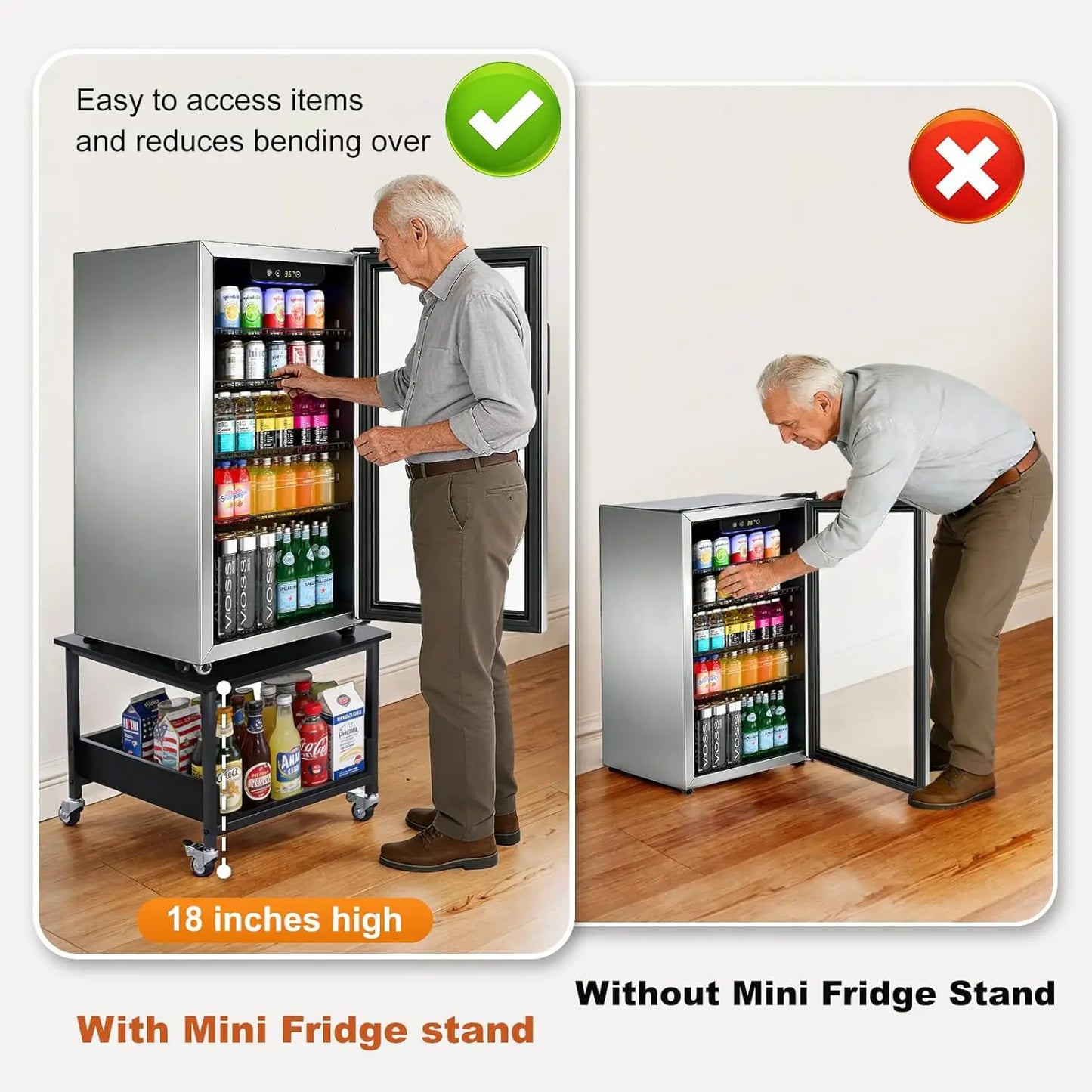 Mini Fridge Stand With Wheels 2 Tier Cabinet 350 Lb Capacity