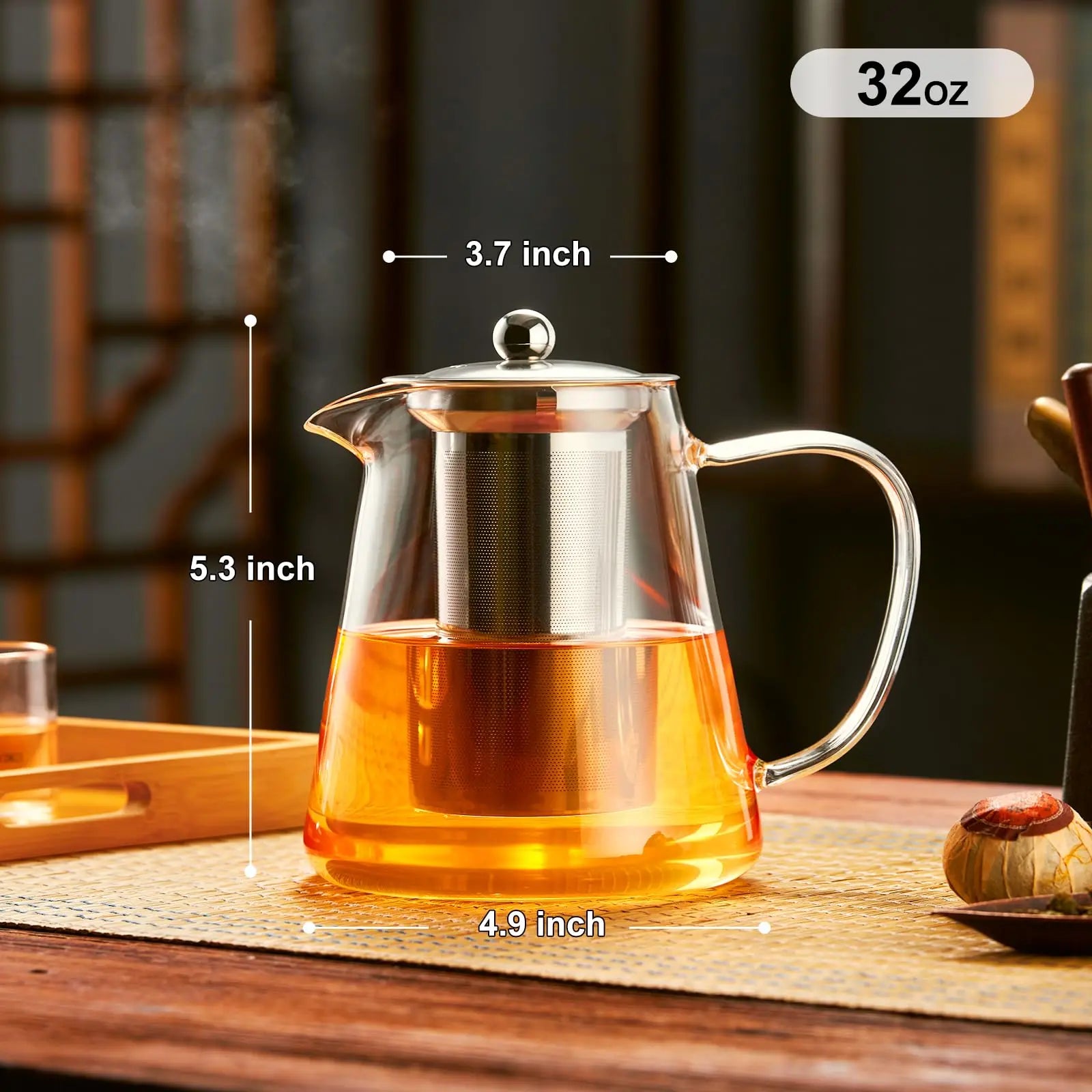 Glass Teapot Stovetop With Removable Stainless Steel Infuser For Camping by S And B Enterprise