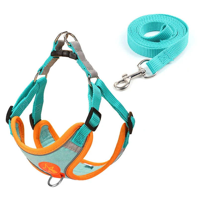 Small Medium Dogs Harness Vest Walking Traction Rope Reflective Straps, Soft Mesh Harness Breathable Pet Supplies by S And B Enterprise