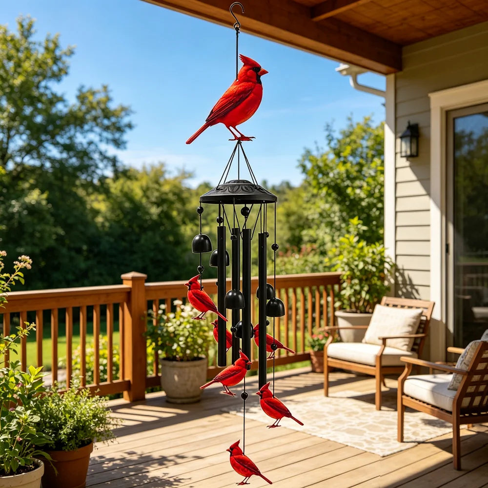 Lucky Wind Chime Garden Decor With Gradient Bird Ornament by S And B Enterprise