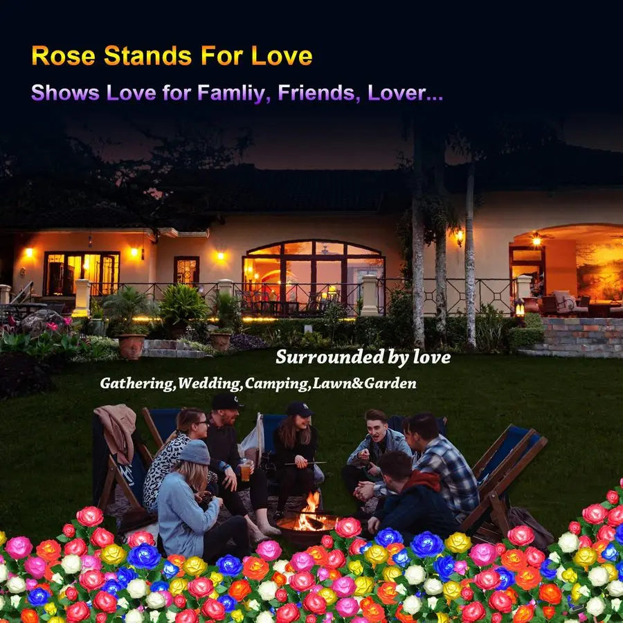 Outdoor Solar Rose Lights Led Decorative Stake Waterproof Garden Lighting