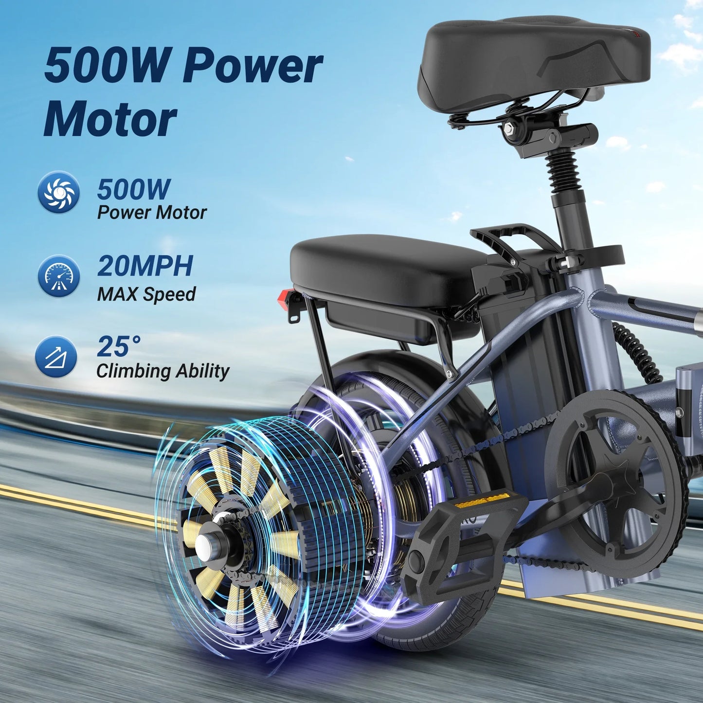 AOVOPRO EB60 Foldable Electric Bike Two Seats 500W 48V