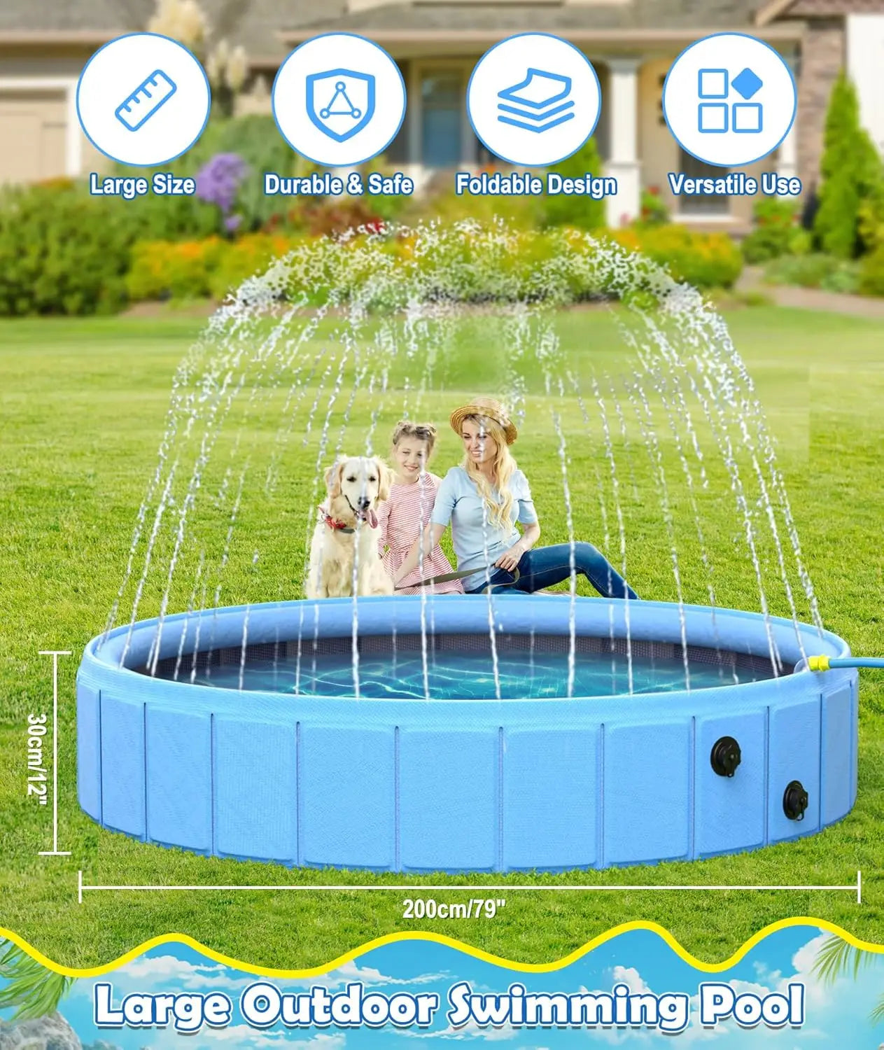 2-In-1 Foldable Dog Pool And Sprinkler Portable Water Toy