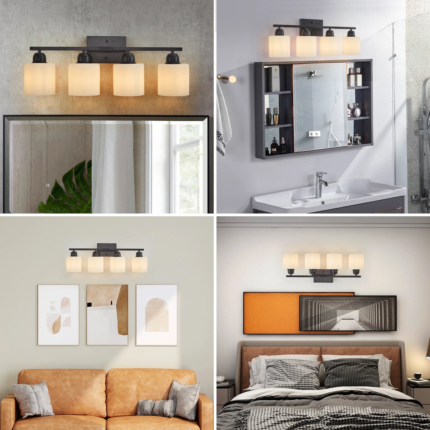 ARLGSITE Bathroom Vanity Light Fixture Over Mirror Glass Shade
