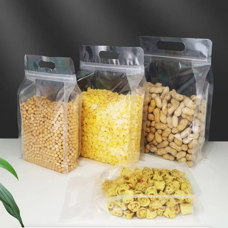Transparent Stand Up Pouch Bags Ziplock Reusable Food Storage
