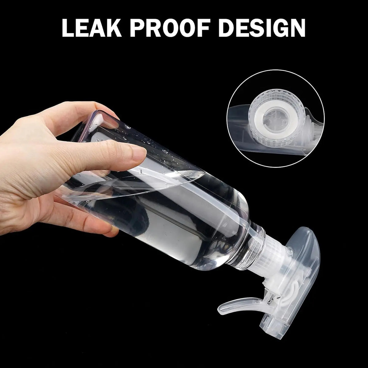 2-pack clear plastic spray bottles, 16.9 oz (500 ml), mist/stream nozzle, S And B Enterprise