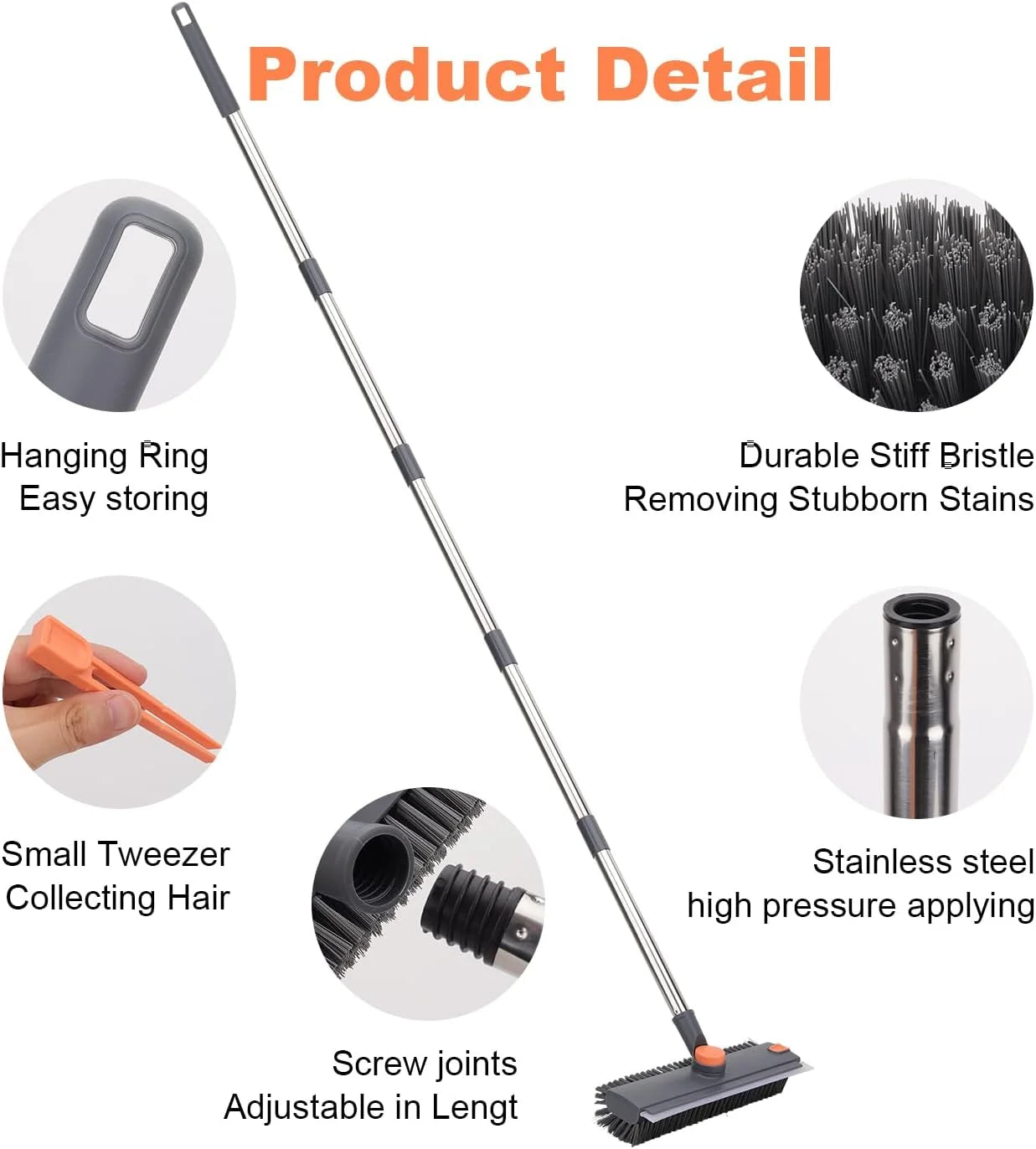 Floor Scrub Brush With Long Handle 3-In-1 Heavy Duty Scrubber by S And B Enterprise