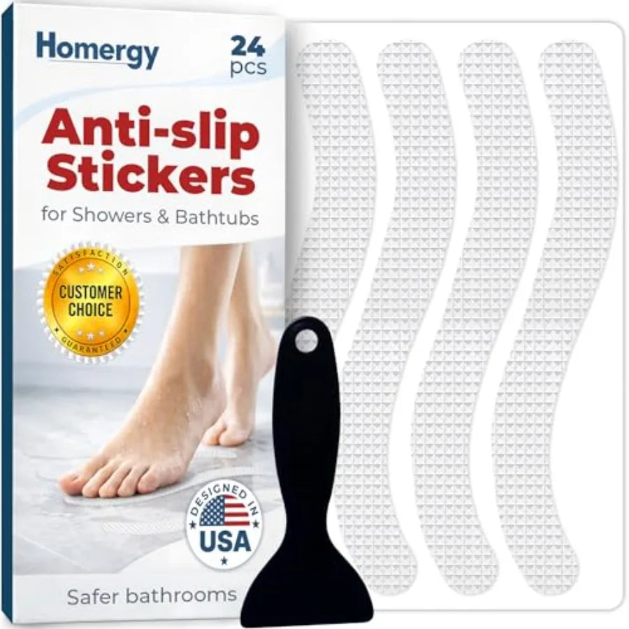 Anti-slip shower stickers, white bath strips (24 pcs) by S And B Enterprise for showers and bathtubs