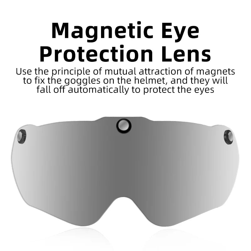 Magnetic eye protection lens with mirrored silver surface and side magnets