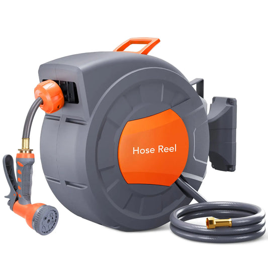 HiMISS Wall Mounted Retractable Garden Hose Reel Auto Rewind by S And B Enterprise