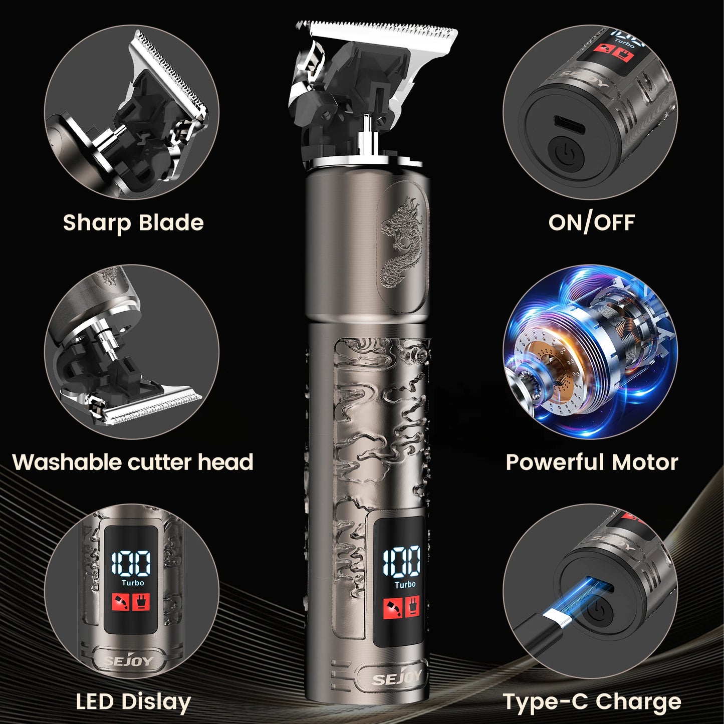 Sejoy Electric Shaver Rechargeable For Men 3D Floating Cutter Head