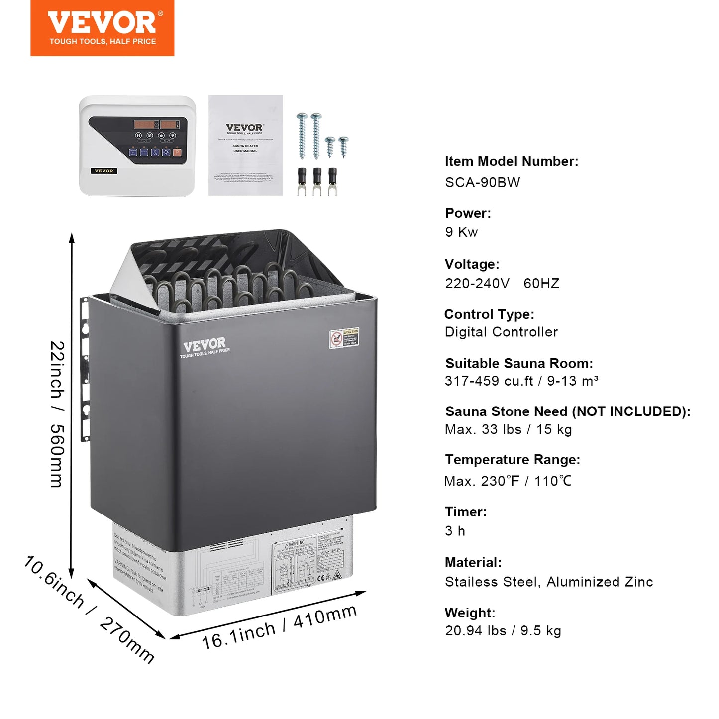 Sauna Heater 220V Electric Sauna Stove For Home Spa by S And B Enterprise