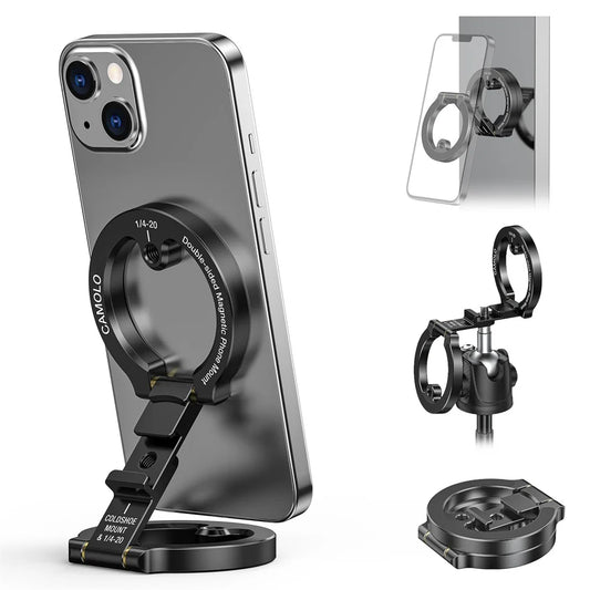 YELANGU Dual Magnetic Phone Holder for Travel and Tripod