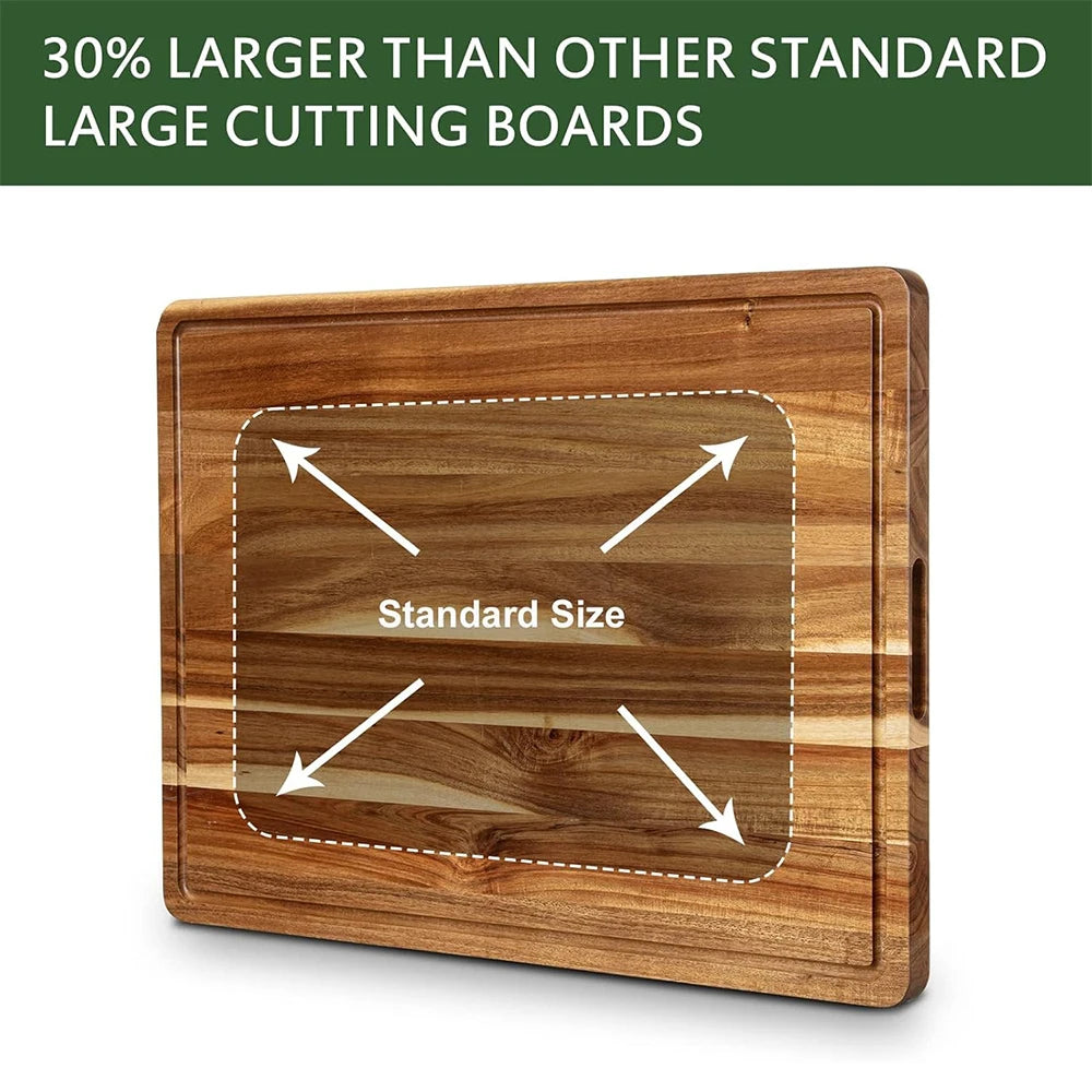 Kitchen Extra Large Wood Cutting Board with Juice Groove and Handle Reversible Charcuterie Butcher Block 24 x 18 x1.2 in by S And B Enterprise