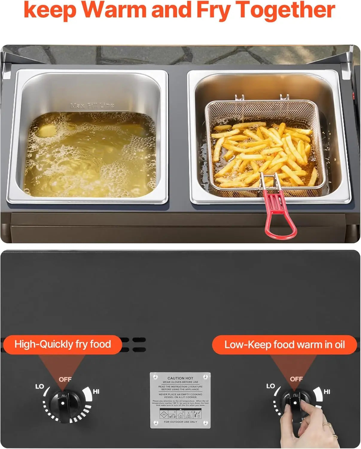 Outdoor Propane Deep Fryer With Double Burners And Stainless Steel