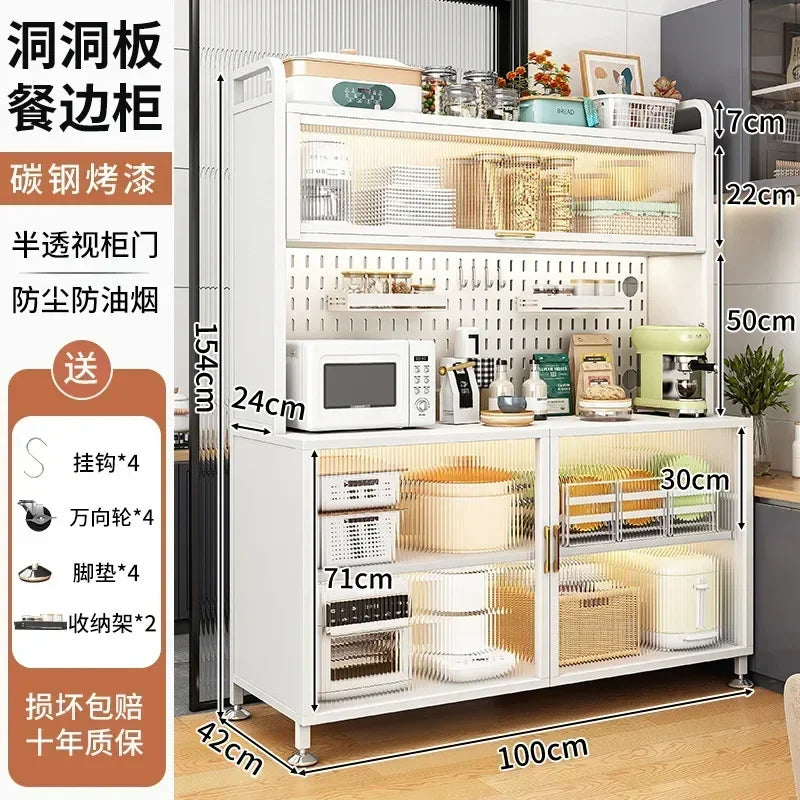 Modern Kitchen Cabinet Hutch Movable Full Door Glass Cabinet Storage Display Cupboards Multi-functional Cupboard Storage Door by S And B Enterprise