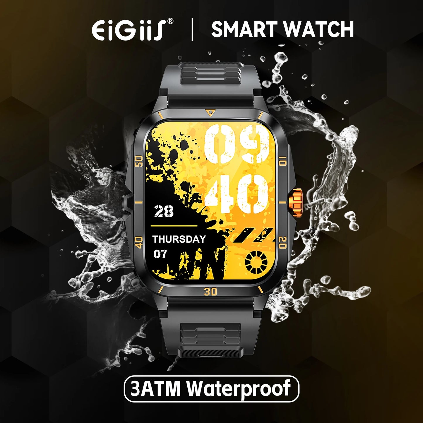 EIGIIS KT71 Smart Watch 3ATM Waterproof 1.96 IPS HR Bluetooth
