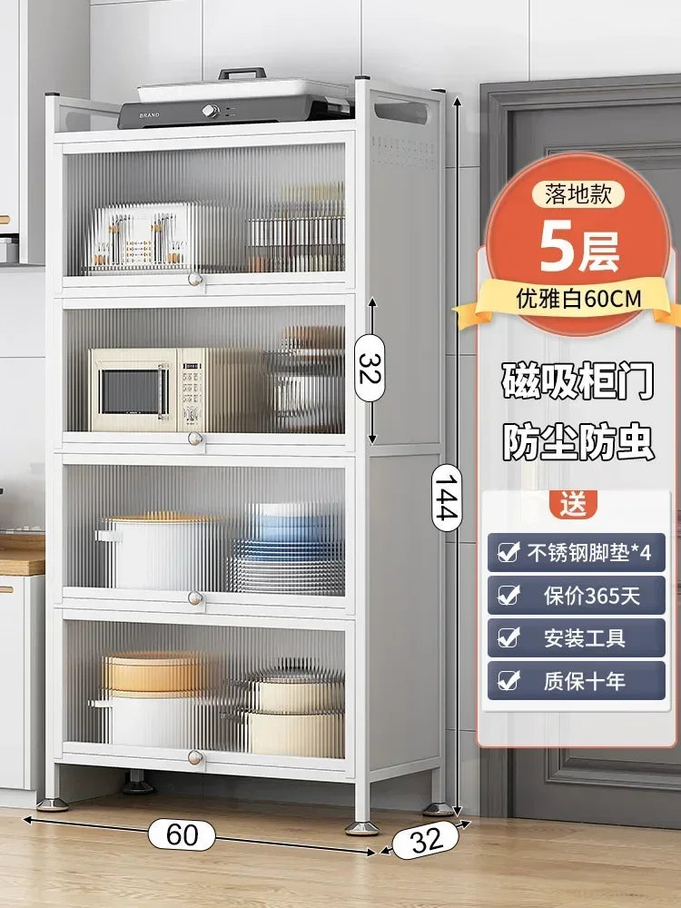 Modern Kitchen Cabinet Hutch Movable Full Door Glass Cabinet Storage Display Cupboards Multi-functional Cupboard Storage Door by S And B Enterprise