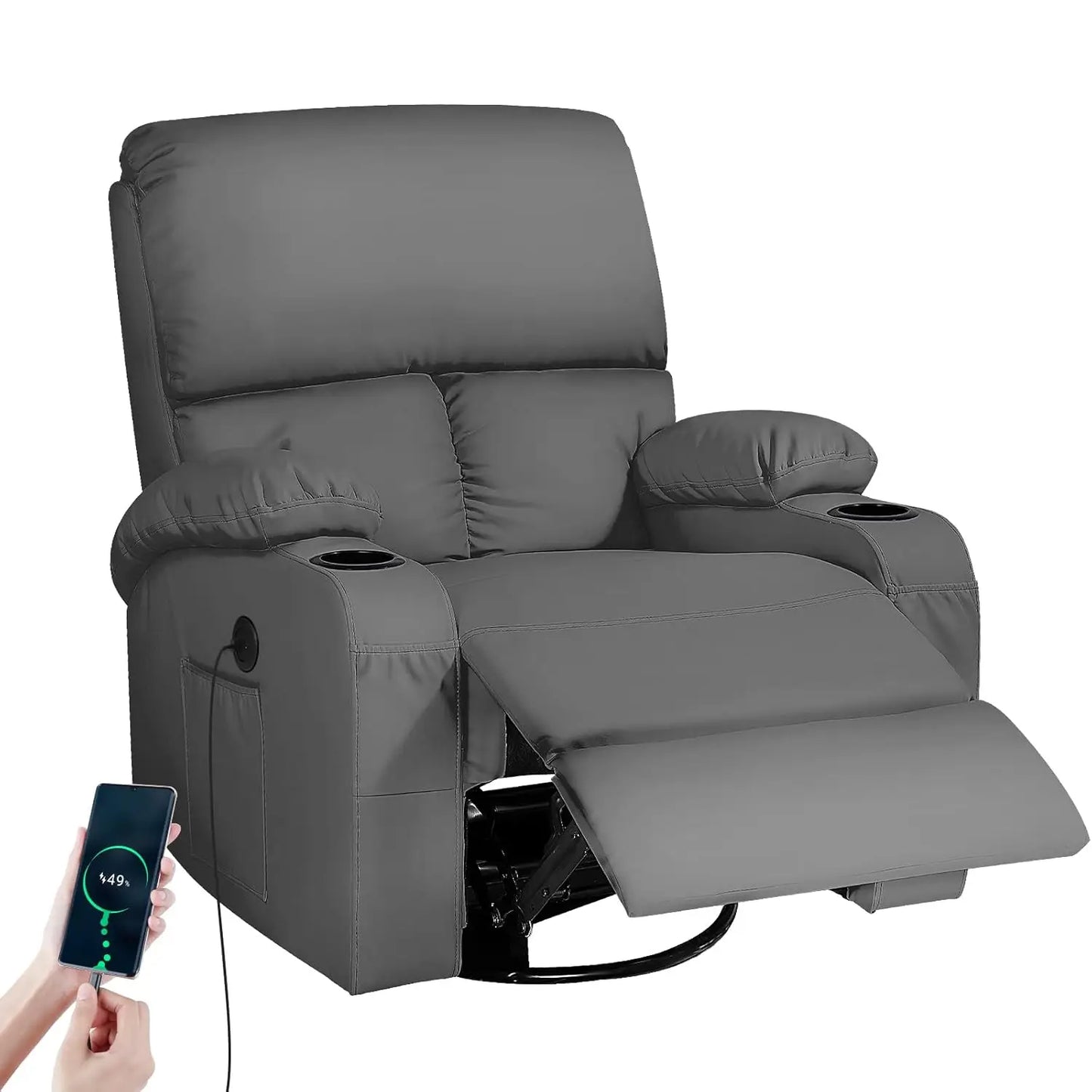Rocking Recliner Chair With Massage And Heat 360 Swivel by S And B Enterprise