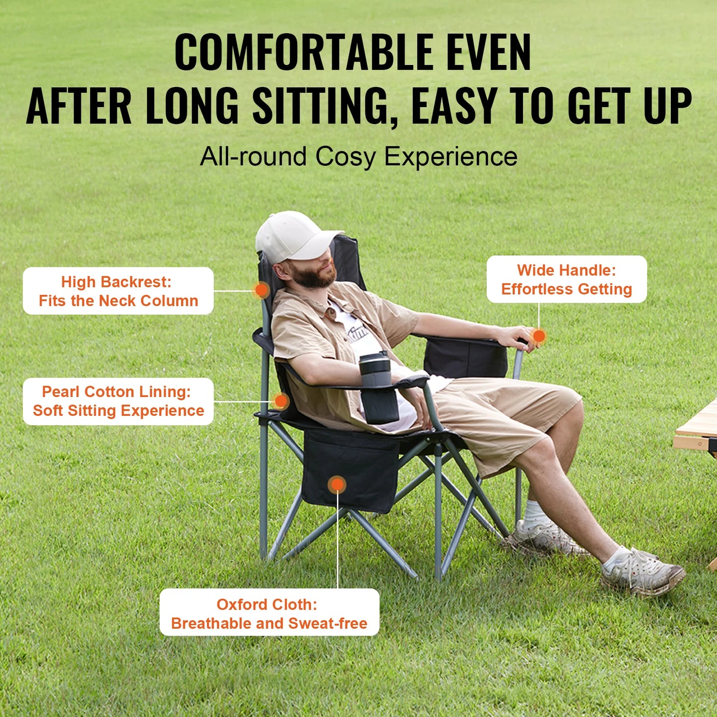 SucceBuy Ultralight Outdoor Folding Camping Chair 350lbs Capacity