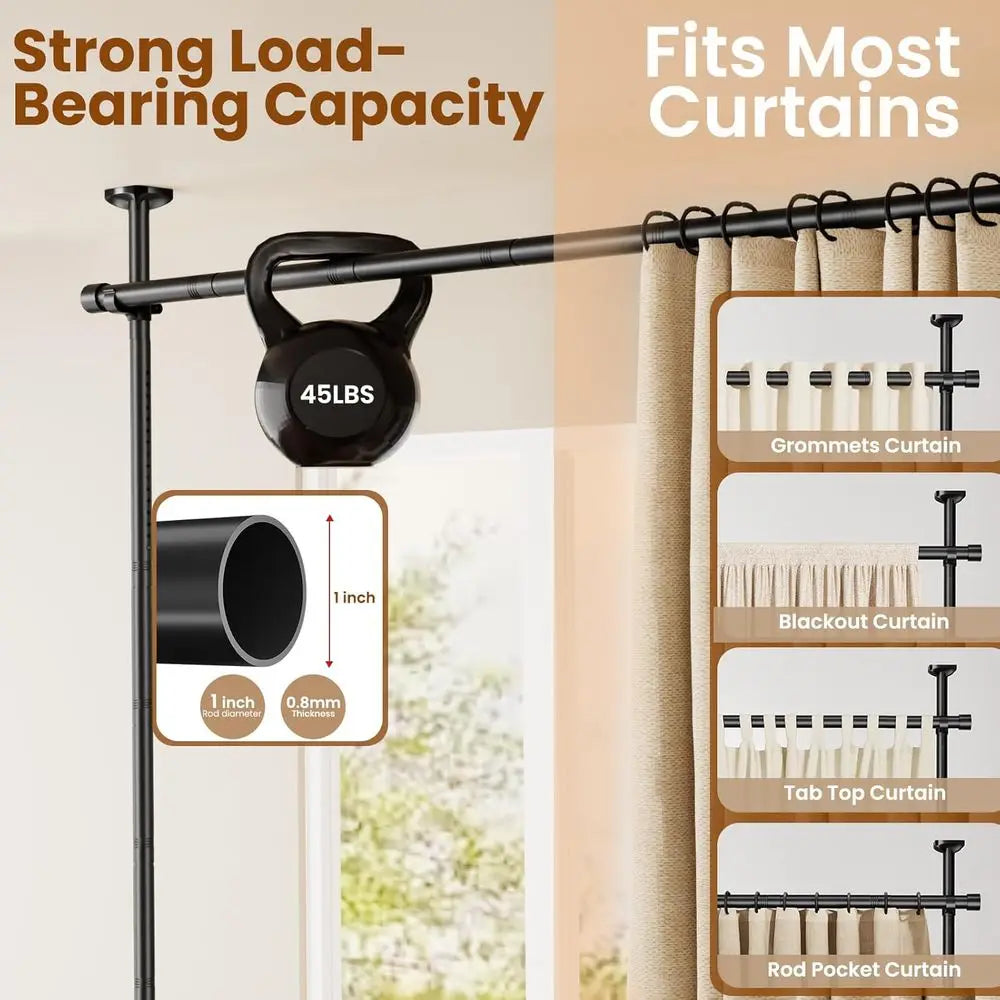 Room divider curtain rod, adjustable 28-171 in wide, 4-10 ft, no-drill heavy-duty tension rod by S And B Enterprise