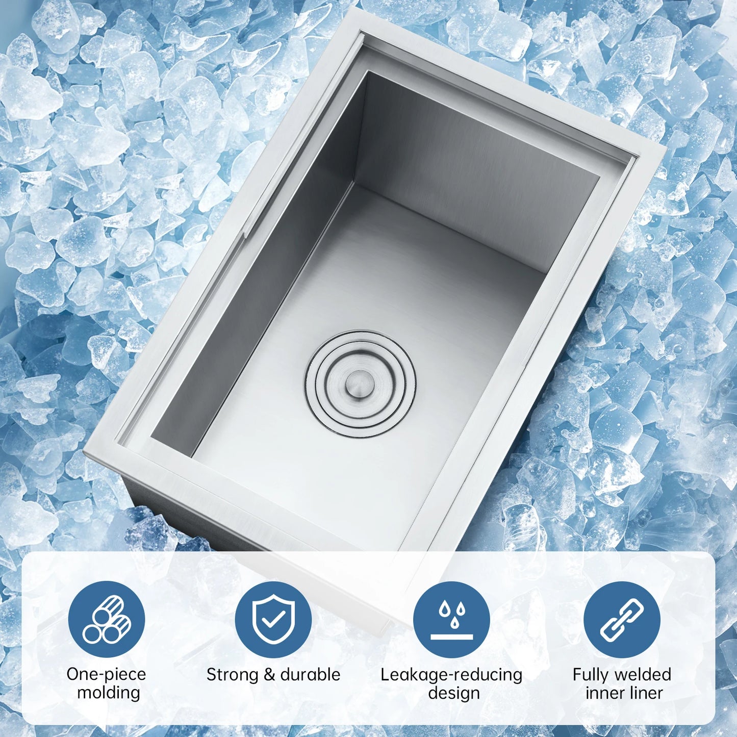 Stainless Steel Drop-In Ice Chest With Sliding Lid For Patio Bar Cooler by S And B Enterprise