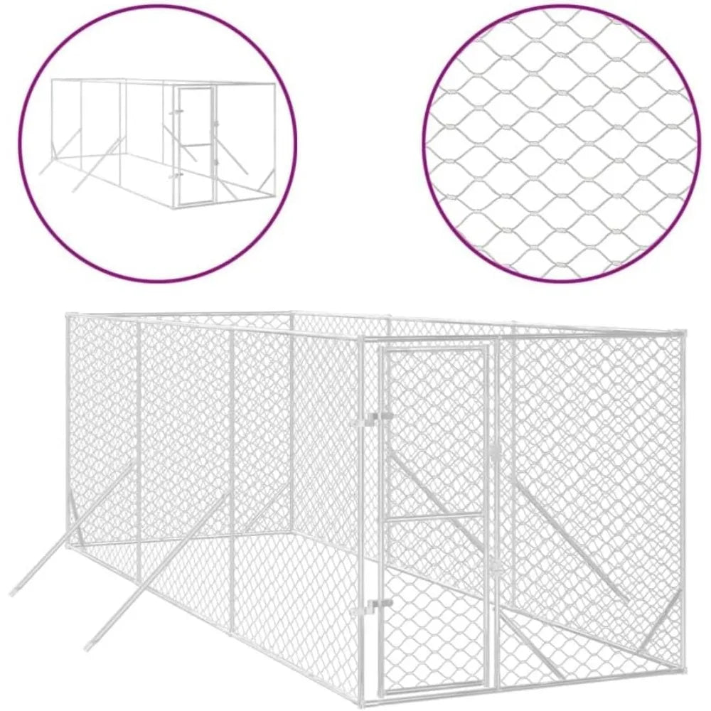 Outdoor Galvanized Steel Dog Kennel Cage And Run Enclosure by S And B Enterprise