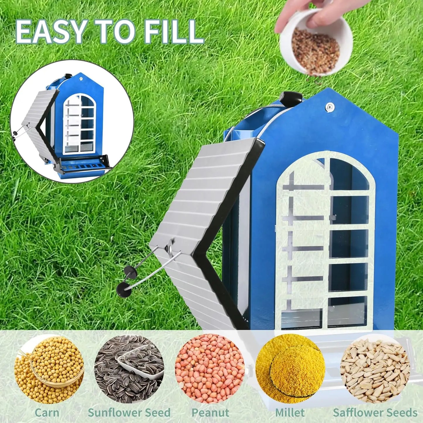 Squirrel Proof Metal Hanging Bird Feeder With Weight Activated Perches