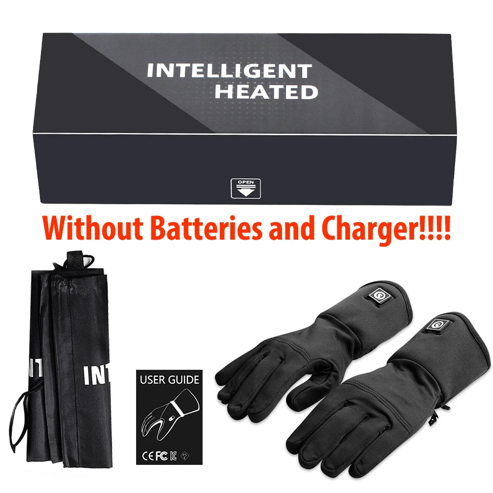 SAVIOR heated gloves for adults, black goatskin leather, windproof waterproof with 3 heat levels (batteries not included)