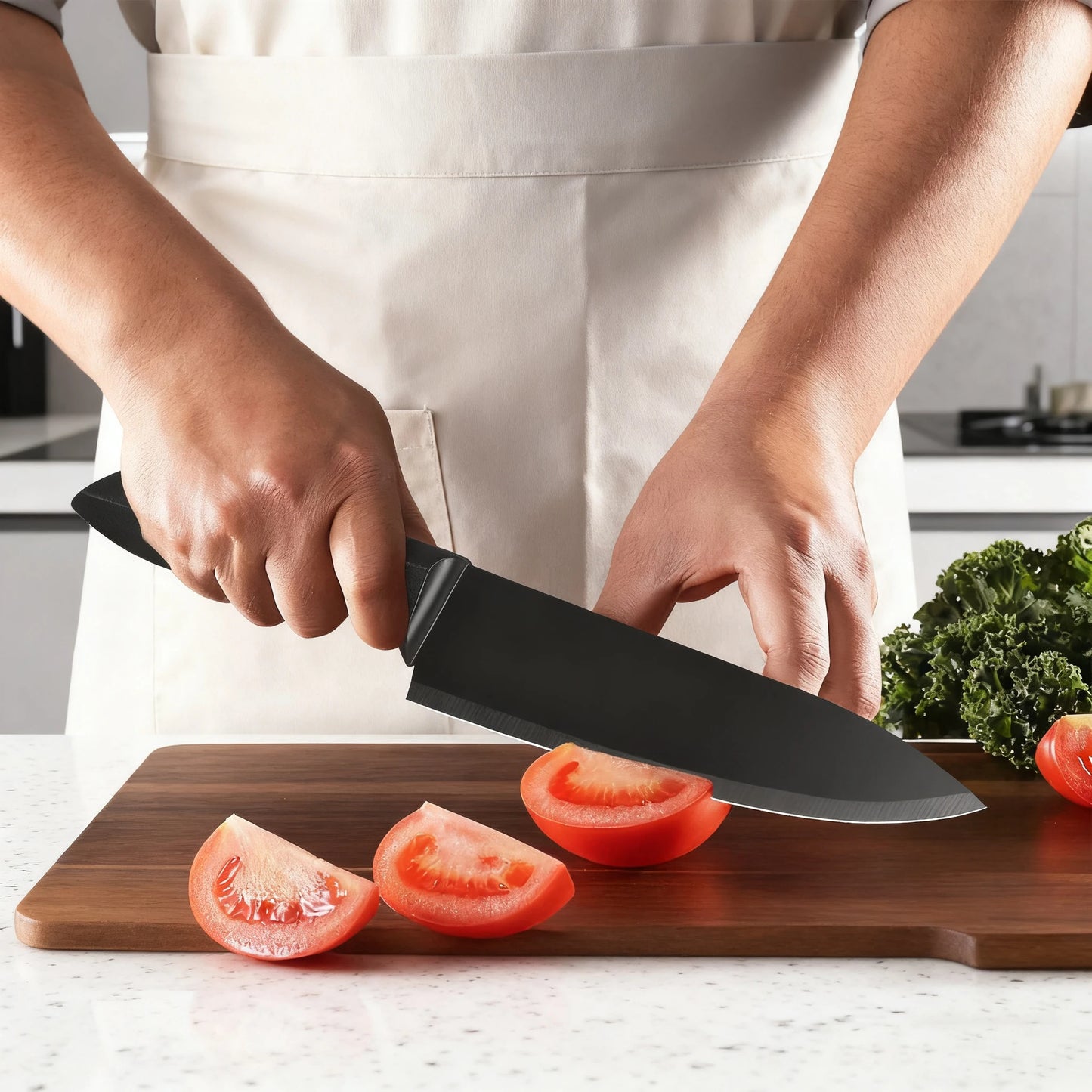 Stainless Steel Kitchen Knife Set With Block Sharpener Scissors by S And B Enterprise