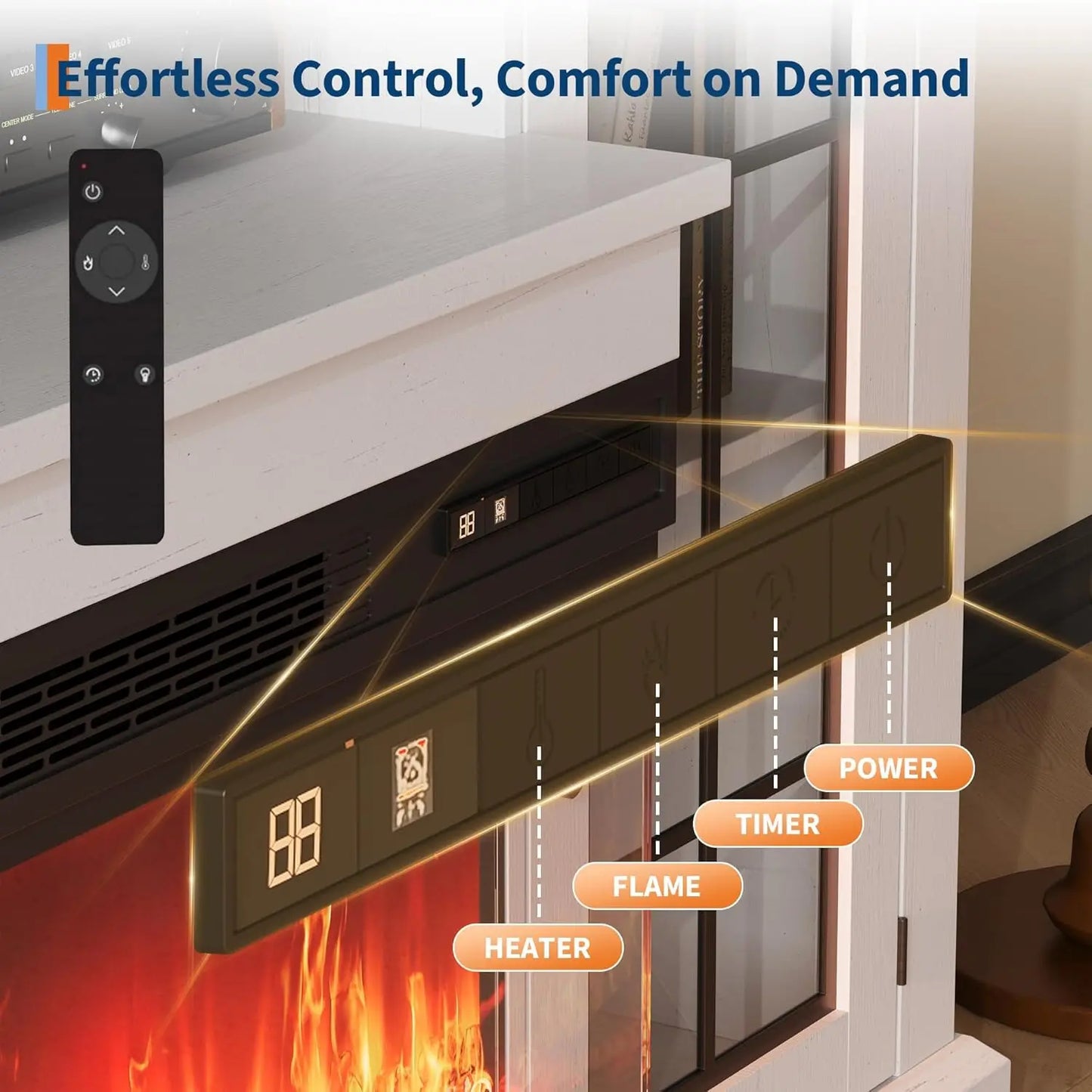 Adoolla Farmhouse Electric Fireplace TV Stand With Storage