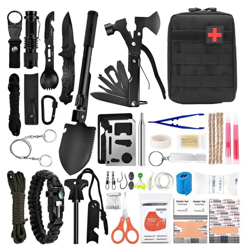 Outdoor Survival First Aid Kit And Emergency Tool Set