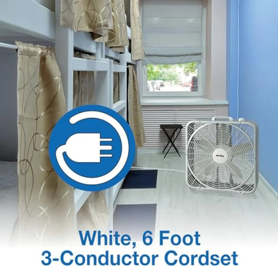 Box Fan Three Speed ABS Housing Quiet Remote Energy Efficient by S And B Enterprise