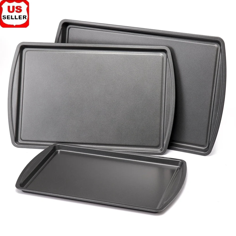 Nonstick Cookie Sheet Set Durable Steel Construction Easy Release
