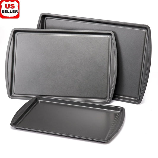 Nonstick Cookie Sheet Set Durable Steel Construction Easy Release
