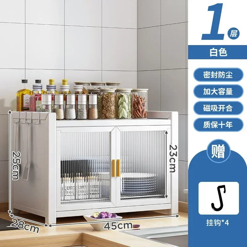Modern Kitchen Cabinet Hutch Movable Full Door Glass Cabinet Storage Display Cupboards Multi-functional Cupboard Storage Door by S And B Enterprise