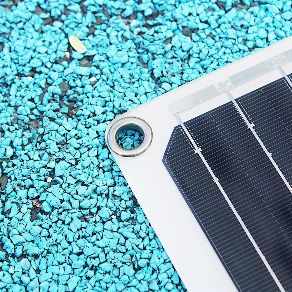 ASUNERGE 12V flexible mono-crystalline solar panel with blue cells and mounting grommet