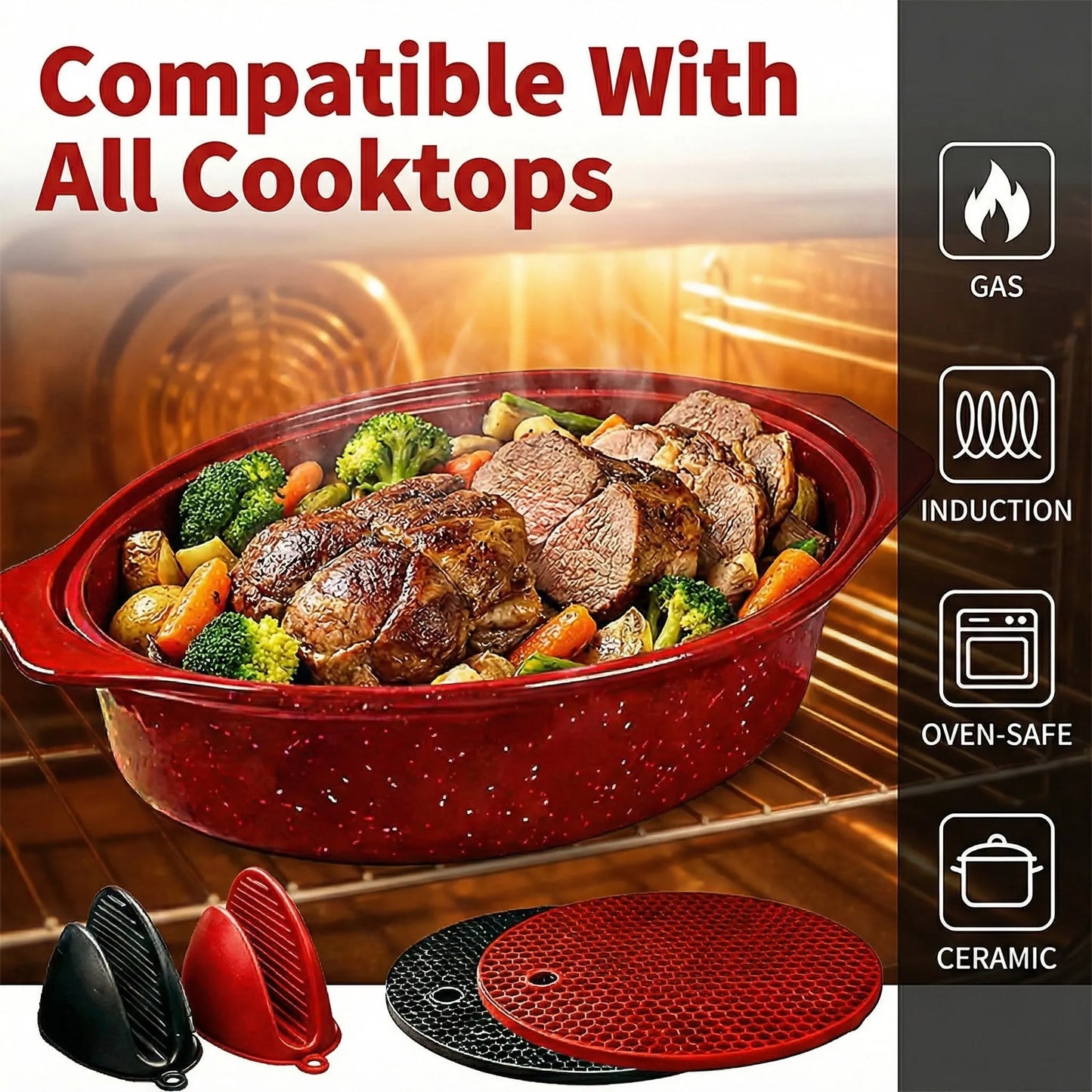 Oval Roaster With Lid Enameled Steel 7 Lb Poultry Capacity by S And B Enterprise