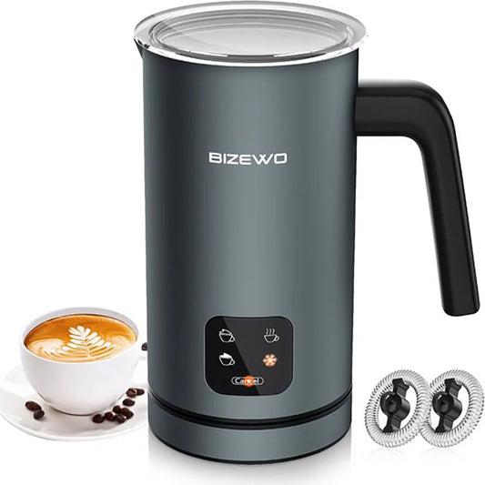 BIZEWO 4-In-1 Milk Frother With Hot Cold Foam LED Touch