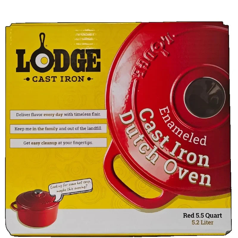 Lodge Cast Iron Enameled Dutch Oven For Everyday Cooking
