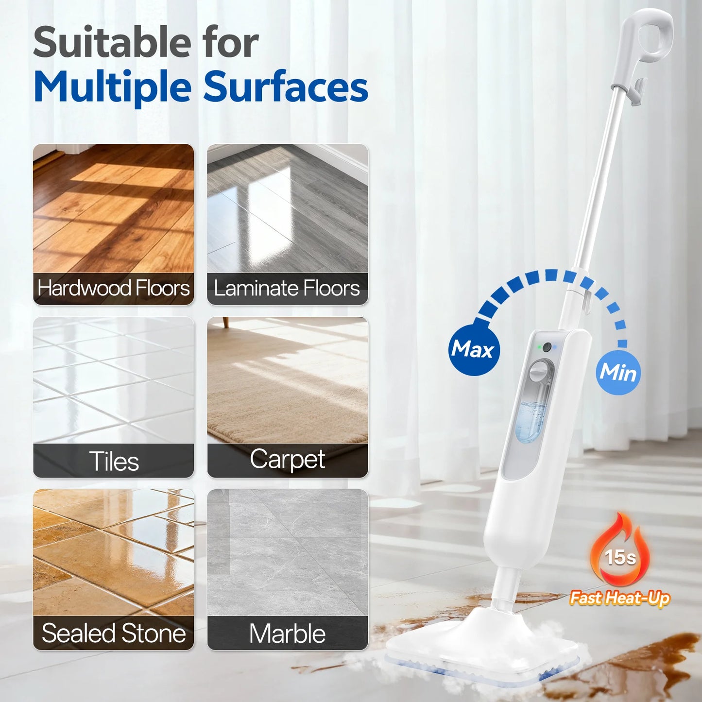 INSE Powerful Steam Mop High Temperature 6 in 1 Scrubbing Steam Cleaner Detachable Floor Steam Mop for Hard Floor Carpet Kitchen by S And B Enterprise