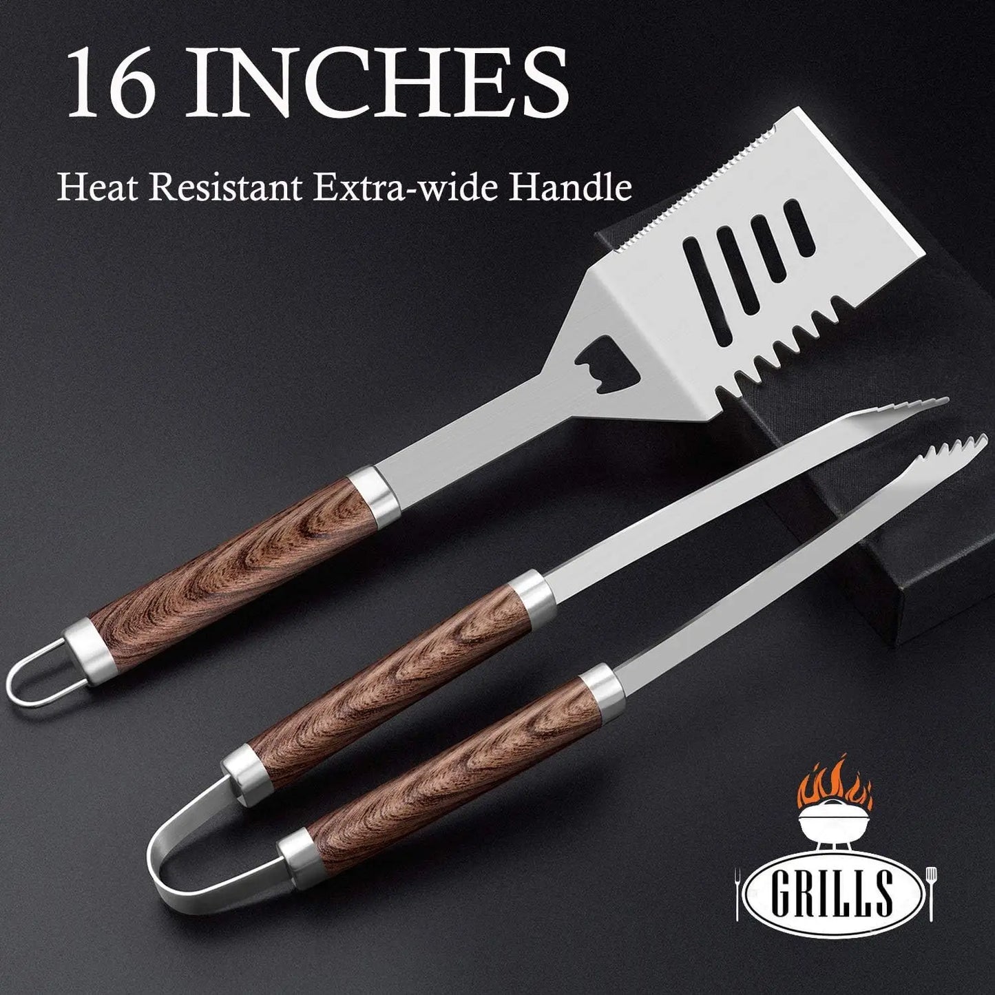 Stainless Steel 26-Piece BBQ Grill Tools Set With Aluminum Case by S And B Enterprise